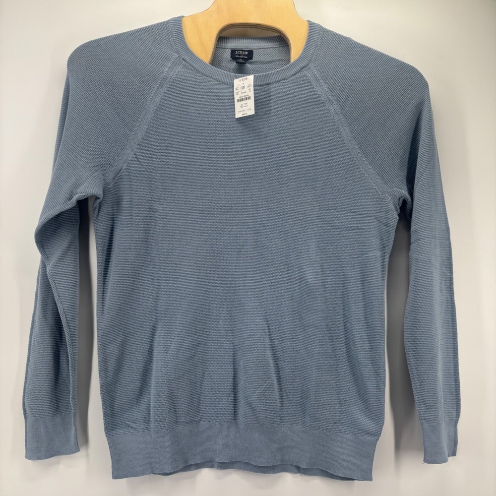 J.Crew Textured Cotton Sweater Mens XL Blue Raglan Crewneck NWT CD617 Casual